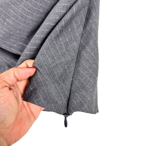 ZARA Grey Silver Pleated Off the Shoulder Pinstripe Crop Top Small - Picture 8 of 14